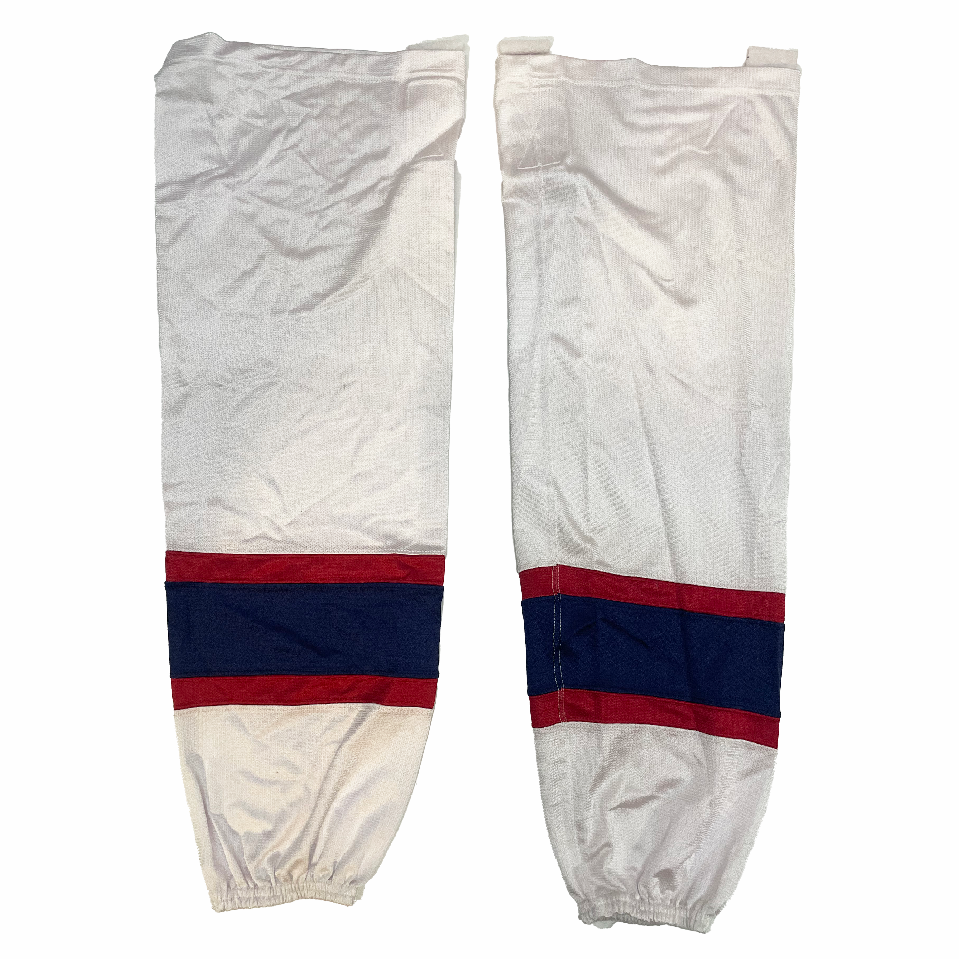 Chaussettes de hockey usagées de l'équipe américaine (blanc/rouge/bleu marine)